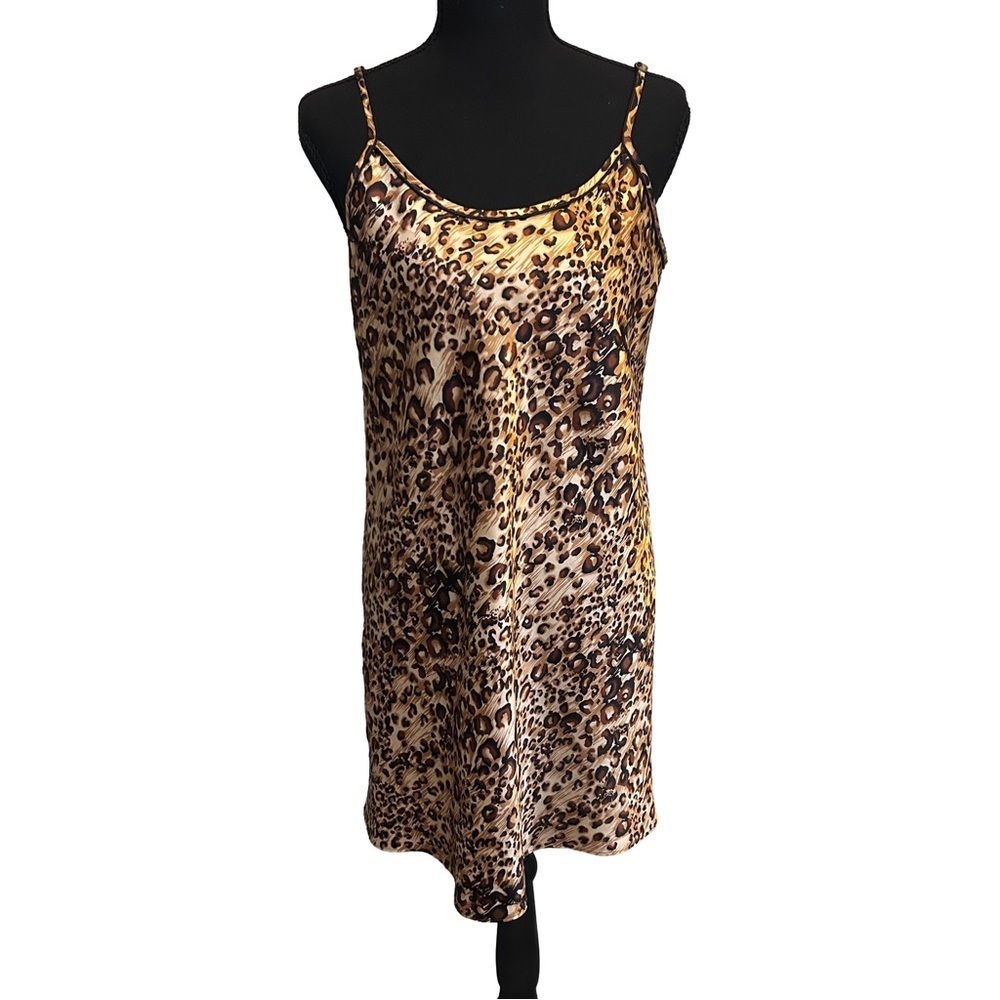 Valerie Stevens Sexy Animal Print Satin Slip Dress Size M